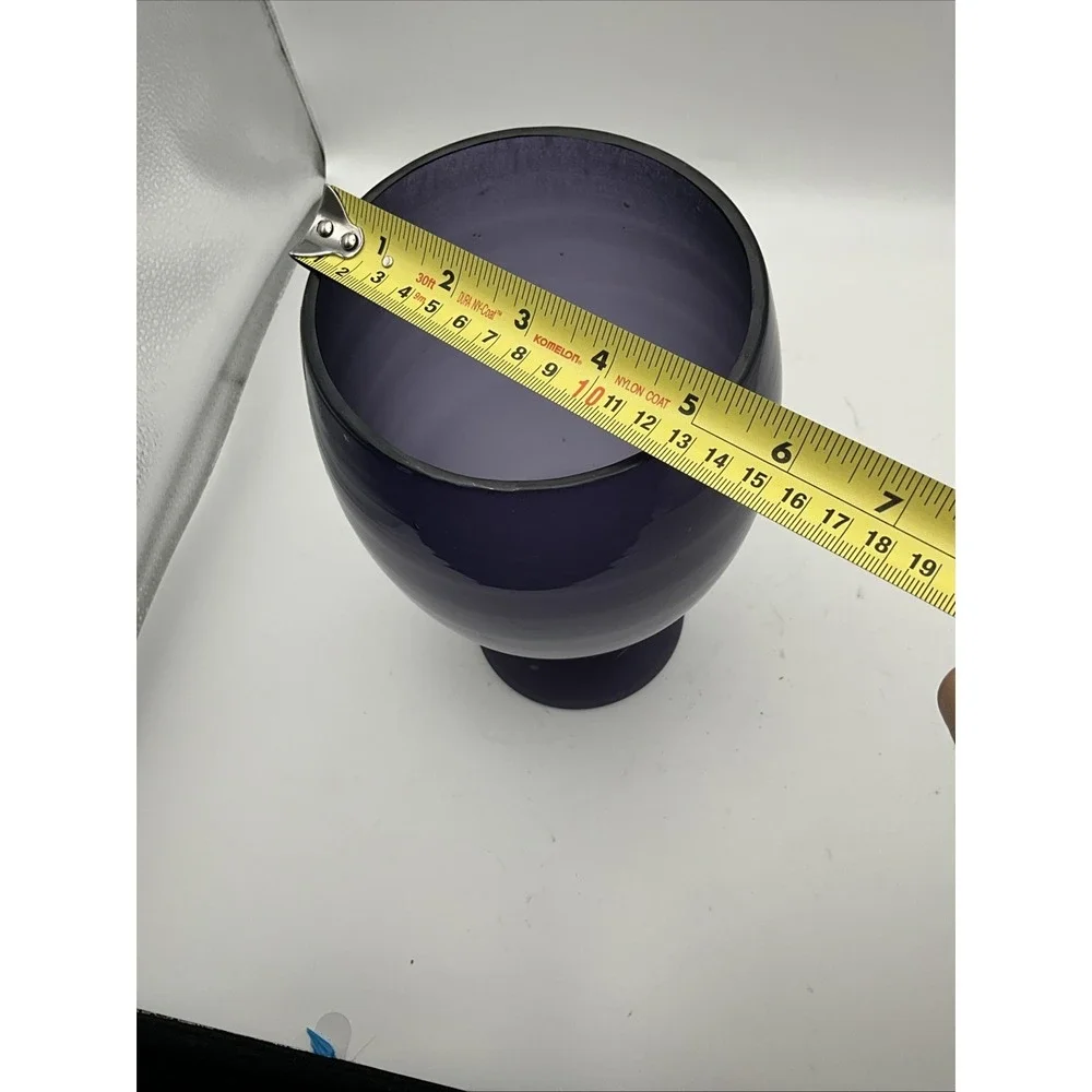 Vintage Purple Art Glass Pedestal Vase Goblet Planter Footed 6.5